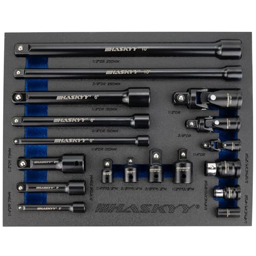 HASKYY Jeu de 18 rallonges de clé à douille 1/4, 3/8, 1/2