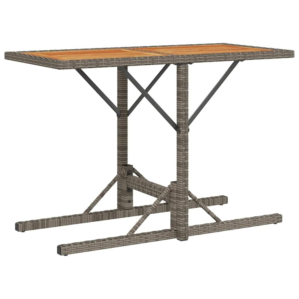 Set da 3 pezzi da bistrot con cuscino grigio, polyrattan, tavolo in legno di acacia, sedie pieghevoli per giardino, balcone, terrazza, resistente ai raggi UV