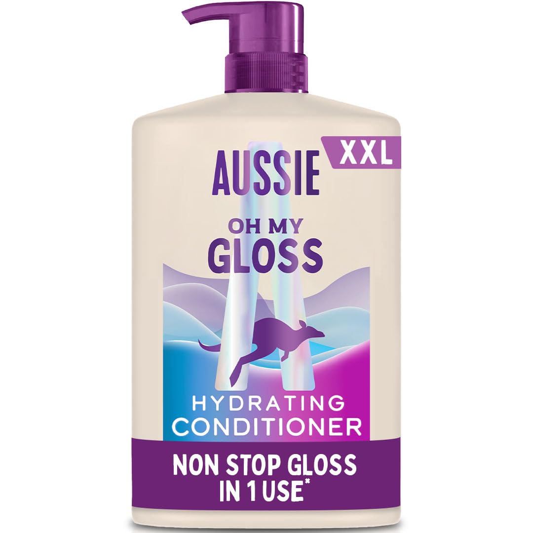 Aussie Oh My Gloss Hydrating Conditioner 1000ml. Softens and Smooths Dry & Dull Hair. Infused with Australian Macadamia Nut Oil. Vegan and Cruelty-Free