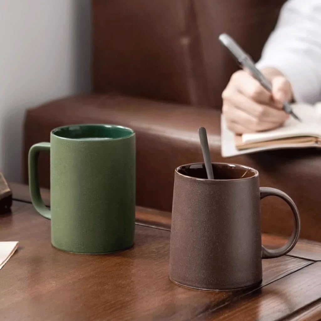 ENGENDER Tazas Cafe Taza Helada, Taza De Café Creativa con Cuchara, Taza De Agua Potable, Gran Capacidad, Oficina Mug Cups(B)
