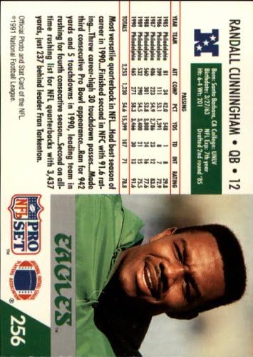 Miniatura 2 de 1991 Pro Set Football Card #256 Randall Cunningham