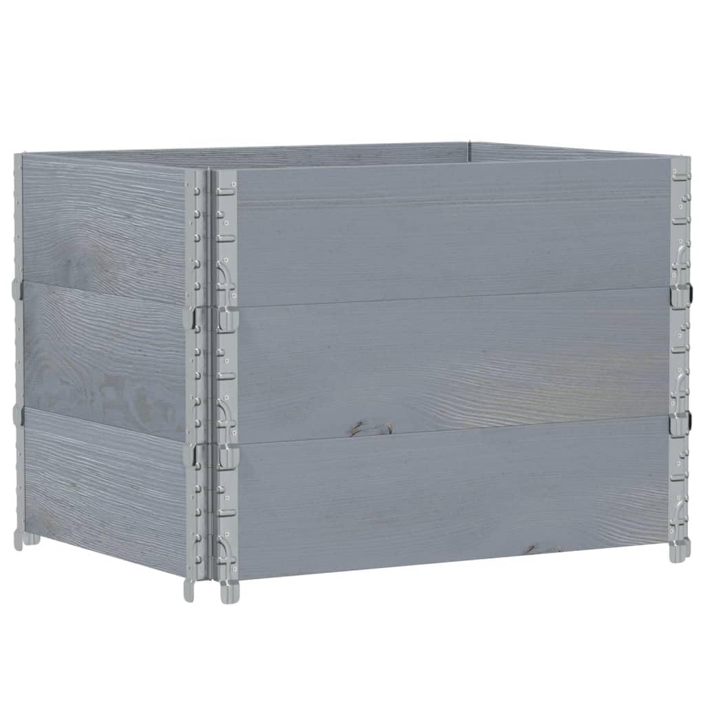 Hochbeet Grau 80x60x60 cm stapelbar klappbar Kiefer Massivholz 20 mm stark platzsparendes Balkongarten Gartenbeet für Blumen Kräuter Gemüse auf Terrasse Balkon Outdoor