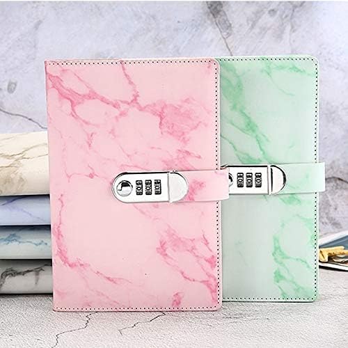 ノート パスワードノートブック大理石のテクスチャ100シートロックコード付きパーソナルダイアリー厚いメモ帳革張りのオフィスサプライズ