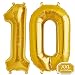 Produktbild DeaGo XXL Folienballon Zahl [ca.100cm], Gold Luftballon Zahlen für Geburtstag Jubiläum & Party Geschenk partydeko Folienballon Zahlen Luftballons Happy Birthday Gold [10]