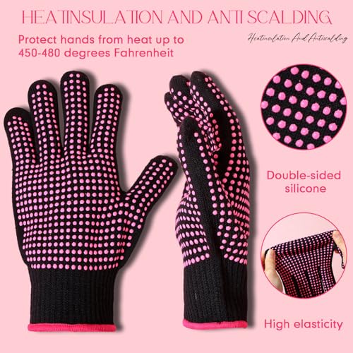 riyiper 3 pairs heat resistant gloves for sublimation gloves for heat press with silicone bumps applies to resistant work hair styling universal fit size
