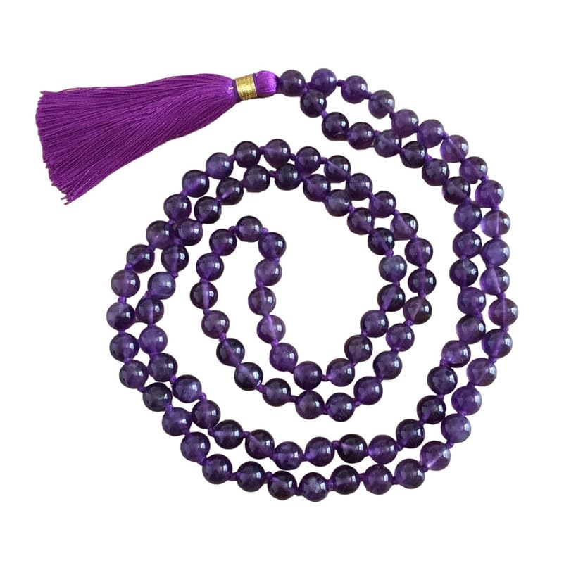 Natürliche AAA brasilianische Amethyst Mala 108 Mala Halskette 10mm geknotete 108 Mala Perlen, 108 Gebet 10mm Perlen, buddhistische Meditation Japa Mala