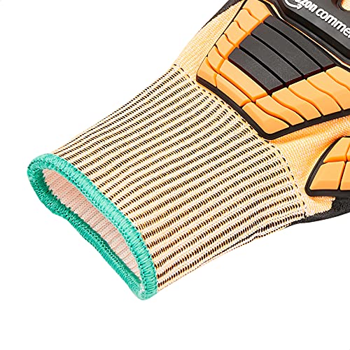 Amazoncommercial 13G Goldsilk & Foam Nitrile Gloves With Impact Protection (Orange/Black), Size M, 3-Pairs #TOP5