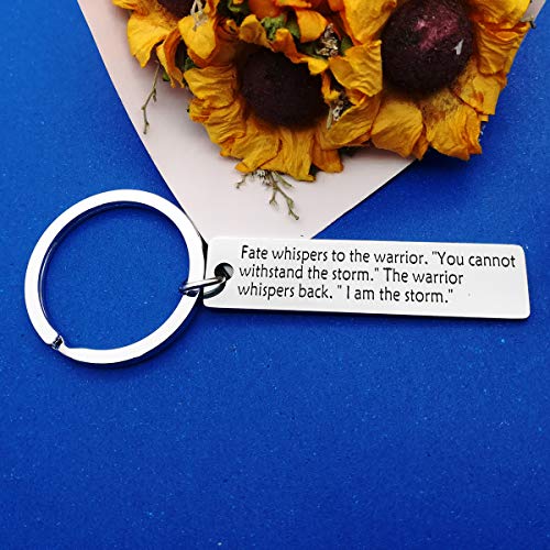 Encouragement Keychain Fate Whispers To The Warrior I Am The Storm Keyring Inspirational Jewelry For Women Men Teen Girl Boys Son Daughter Motivational Awareness Jewelry Birthday Graduation Gift #TOP1