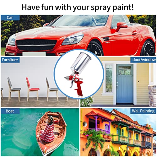Hvlp Air Spray Gun Kit With 1000Cc Aluminum Cup And Gauge, 1.4Mm 1.7Mm 2.0Mm Nozzles For Car Primer, Furniture Surface Spraying, Wall Painting, Base Coatings,Repair Automotive Paint Spray Paint Gun #TOP5