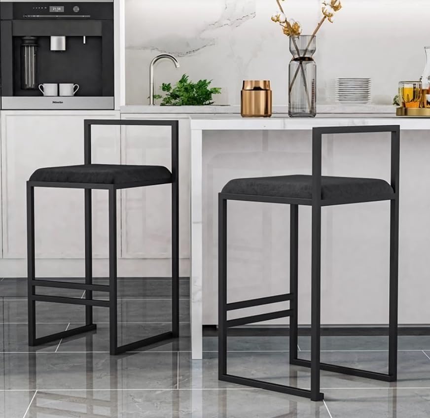 ダイニングチェア モダンなブラックメタルカウンターバースツール