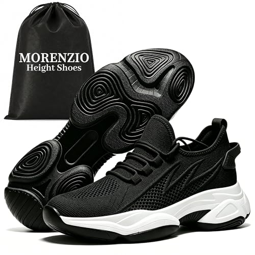 Height Increasing Shoes Hidden Lift Sneakers Men Women 2.4-3.9 Height Boost Cushioned Casual Walking Shoes Lightweight (Black Adult Men 8 Numeric US Footwear Size System Medium)