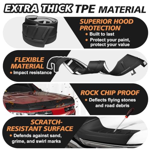 Image of TripleAliners Hood Deflector Protector Compatible with 2022-2025 2026 Toyota Tundra Accessories Hood Protector TPE Bug Deflector Shield Replacement | Hood Protector, Bug Deflector Shield Replacement, Flexible TPE Material, Easy to Install, Upgraded adhesion