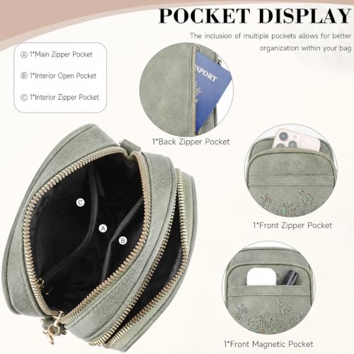 Image of Small Crossbody Bags for Women, RFID Phone Purse with Card Slots, Triple Compartments Lightweight Shoulder Bag