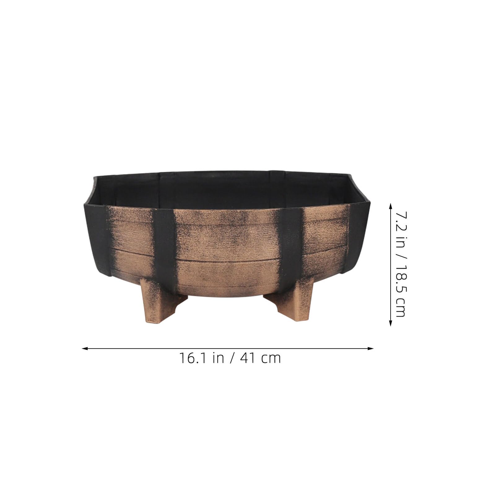 COLLBATH Jardinera de Medio Barril Rústica para Jardín Exterior E Interior, Maceta Estilo Granja 40,6x20,8 Cm, Plástico Resistente con Patas Elevadas para Mejor Drenaje y Decoración