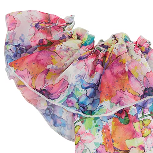Women's Floral Print Princess Corset Renaissance Victorian Off Shoulder Ruffle Lace Up Boned Overbust Bustier Top Medium #TOP5