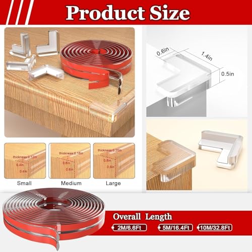 Image of Baby Proofing Edge Protector Strip | Soft Silicone Table Edge Guards and Safety Bumper Cover for Furniture, Desk, Crib, Bed and Wall | Child Safety Protector (6 Meter + 8 Corner)
