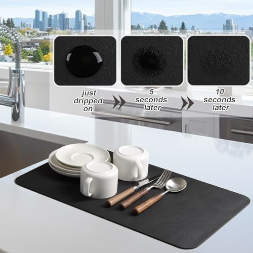 Xifeo BLACK-M Coffee Mat Black Large Dish Drying Mat thumb #1