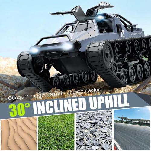 Image of Samtop Remote Control Tank 1 /16 Scale High Speed RC Offroad Crawler for Kids, 2.4Ghz Remote Control Crawler Drift Tank Army Truck with 2 Batteries, 360Rotating Drifting Truck Toy Gifts