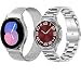 Produktbild OTOPO Kompatibel Samsung Galaxy Watch 4/6 Classic Armband 47/46/43/42mm,Watch 4/5/6 Armband 40/44mm,Active 2 Armband Metall Frauen Männer, 20mm Metallarmband Edelstahl für Männer 2 Pack Silber