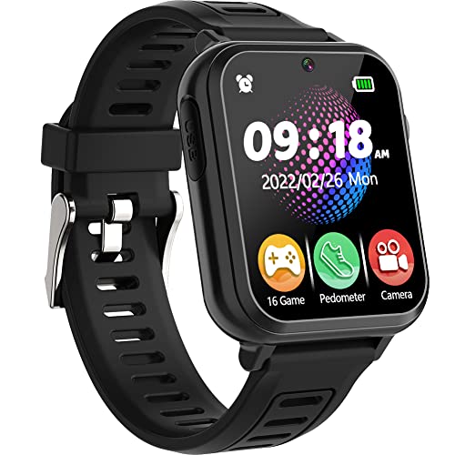 Kids Smart Watch with 16 Puzzle Game for Boys Girls Ages 4-12 Selfie Camera Video Recorder Music Player Pedometer Flashlight 12/24 Hr Clock 1.54" Touch Screen Children Learning Toys Aluminum Case