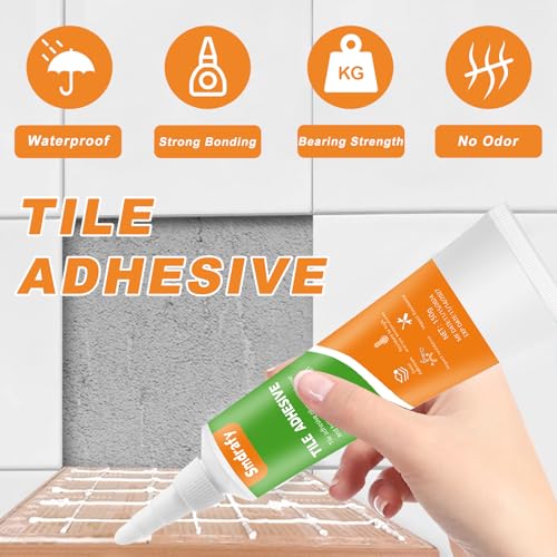 Smdrafy Fliesenkleber Bad, Fliesenkleber Außen Frostsicher, Fliesen Kraftkleber für innen & außen, Montagekleber Extra Stark, für Fliesen, Zement, Stein, Boden, Wand, 150g