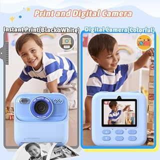 Kids Instant Digital Cameras for Boys and Girls, 1080P HD Dual-Lens Selfie Digital Camera with Print Paper & 32G Card, Christmas Birthday Gifts Toys for Toddler and Teenagers Age 3-16 Years Old