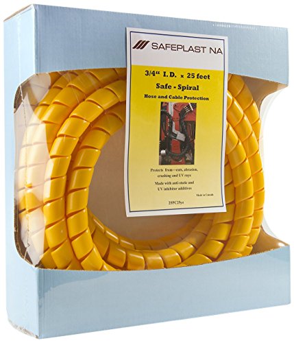 Caplugs SPPC Series – Safeplast Safe-Spiral Pre-Cut Spiral Wrap, Hose & Cable Protector, Yellow HD-PE, 1.0