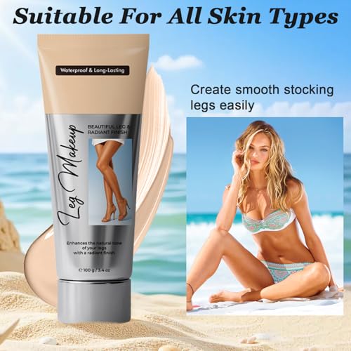 Bein Make Up Wasserfest, Kein Abfärben, Beine zum Abdecken von Krampfadern und Narben, Langanhaltend Körper Makeup, Gleicht den Haut Aus, Vollständig deckender Concealer für Frauen (Light Glow)