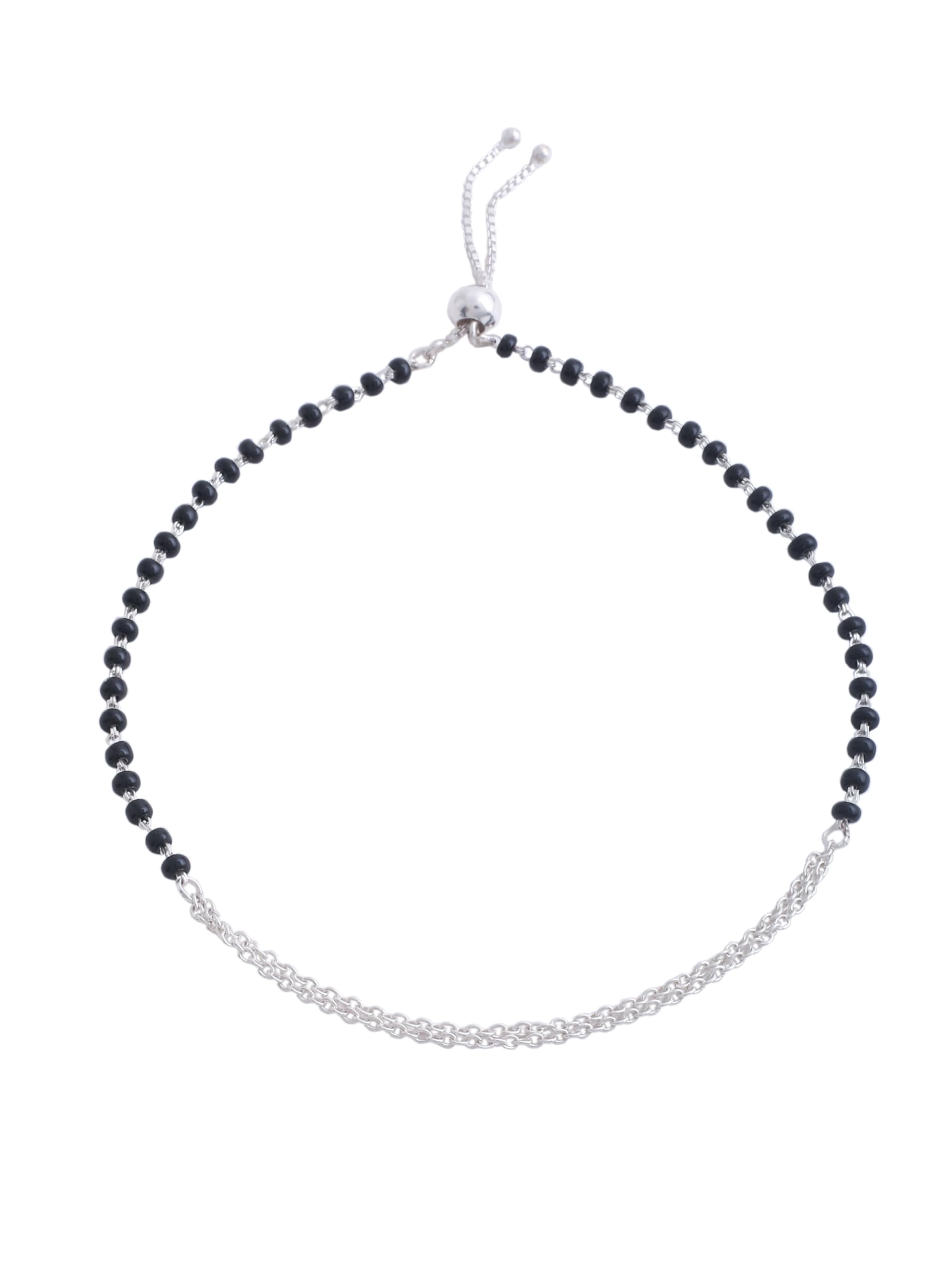 KICKY & PERKY 925 Sterling Silver Starry Night Adjustable Silver Anklet | Black Beads | Gift For Women and Girls | With Certificate of Authenticity | 6 Months Warranty (B0CX599VJ4) Amazon Price History, Amazon Price Tracker