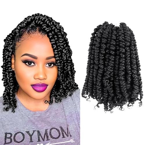 passion twist hair 8 Inch, Pre Twisted Short Crochet Braids, 8 Packs, 2#