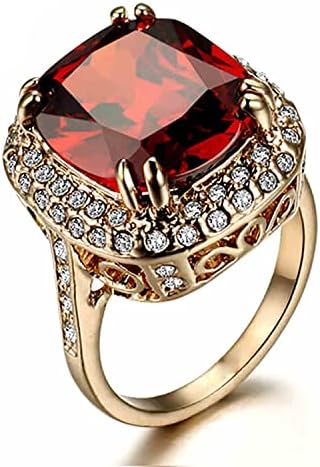 Yellow Shinning Cubic Zirconia Topaz Rings For Women 18K Rose Gol...