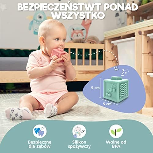 23 Zabawy Montessori dla Dzieci 6+ Miesięcy - 1 Rok życia Zabawka Sensoryczna, Silikonowa - Idealna do Nauki i Ząbkowania - 6 Miesięczne Zabawki dla Chłopców i Dziewczynek - Prezent na 1 Rok życia
