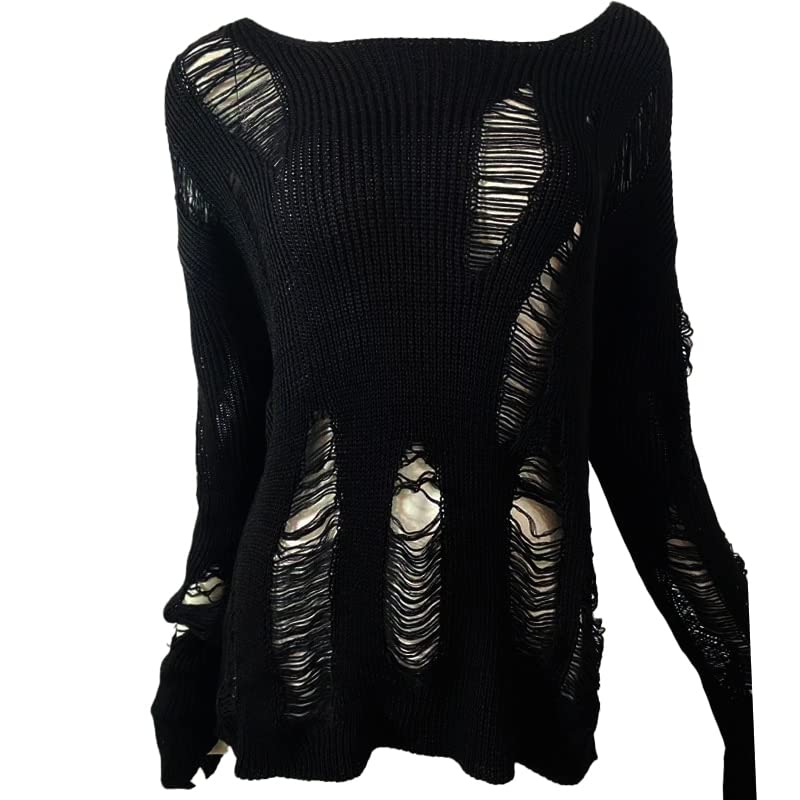 Women's Gothic Sweater Punk Cutout Loose Knit...