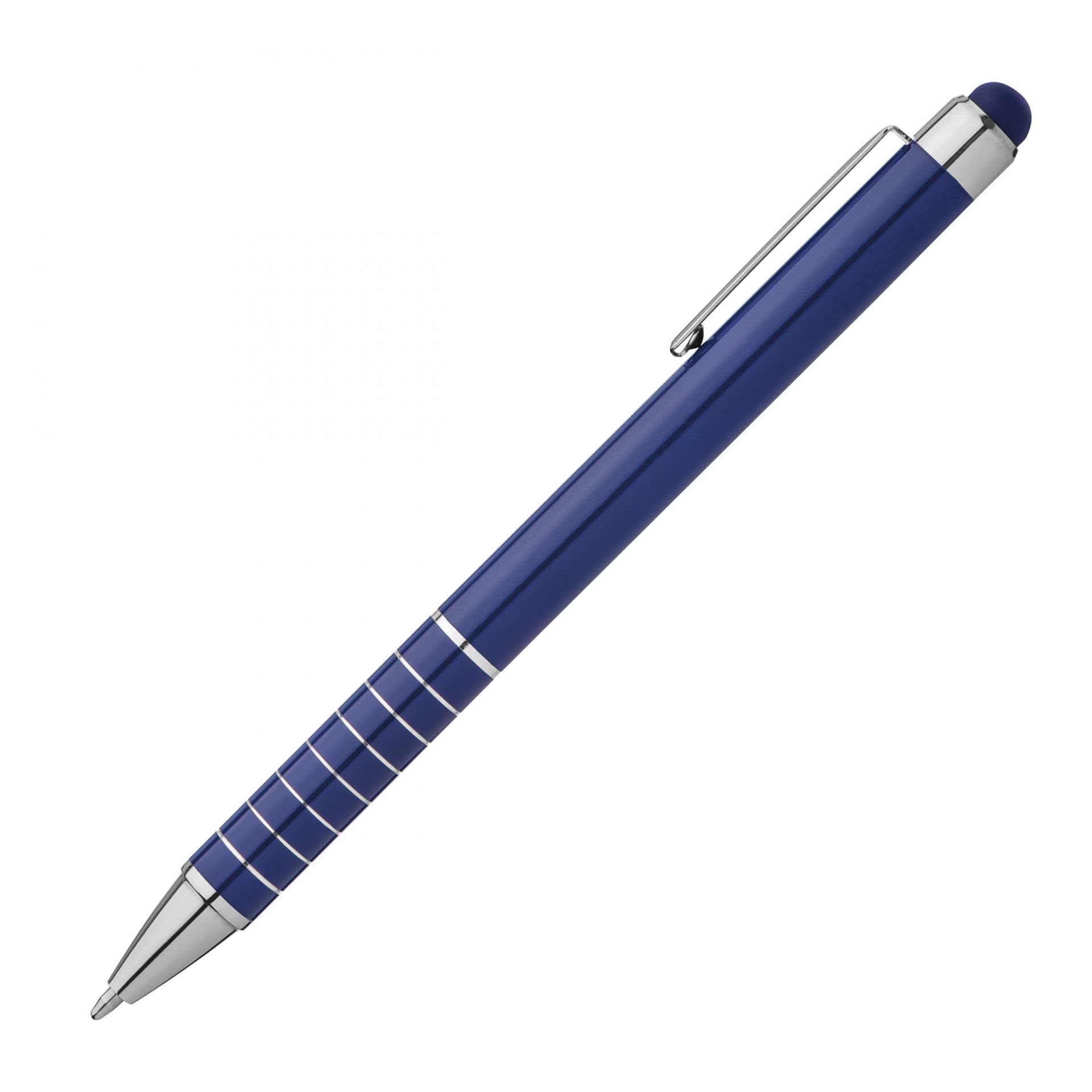 Generisch 100 Stück Kugelschreiber aus Metall mit Touchfunktion inklusive Wunschgravur | 8 Zierringe | Farben | Druckkugelschreiber Gravur | Werbekugelschreiber personalisiert | Emojis (Blau)
