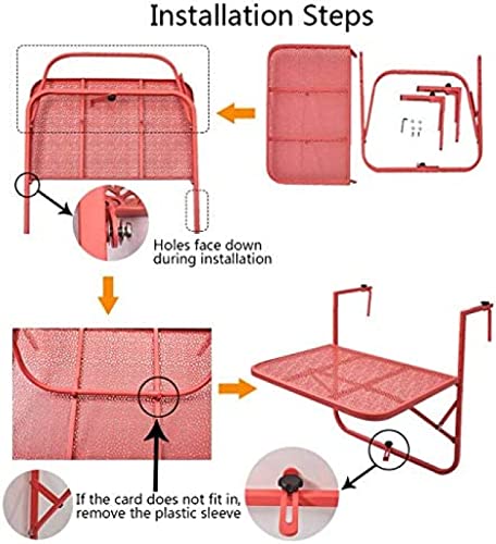 Mesa suspensa de trilho de varanda de lazer mesa dobrável de metal de ferro forjado para mesa de var