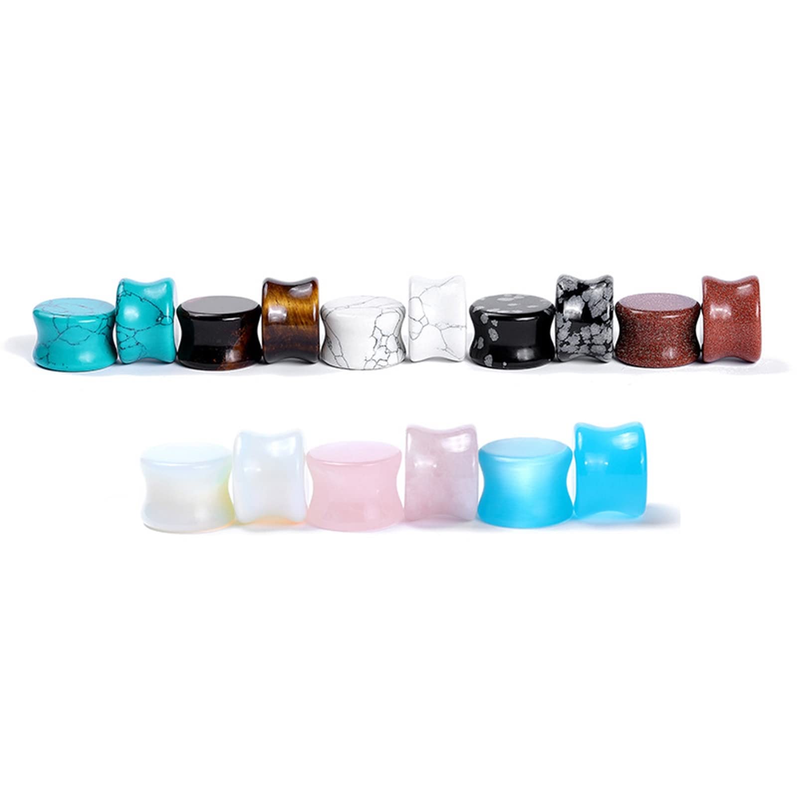 AMDXD Piercing, 6-20mm Ohrentunnel 16er, Stein Expander Messgeräte Ohrringe, Ohrringe für Herren Damen Körper Piercing Schmuck
