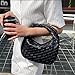 Women Soft PU Leather Woven Handbag Handmade Hobo Shoulder Bag Woven Clutch Bag Knotted Dumpling Pouch for Party Gift (black)