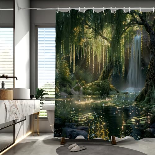 Rideau de douche verdure et cascade pour créer un spa zen - 3