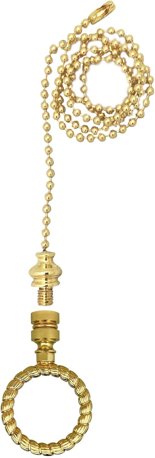 Royal Designs, Inc. Rope Wreath Finial with Fan Pull Chain, Polished Brass - Pack of 1