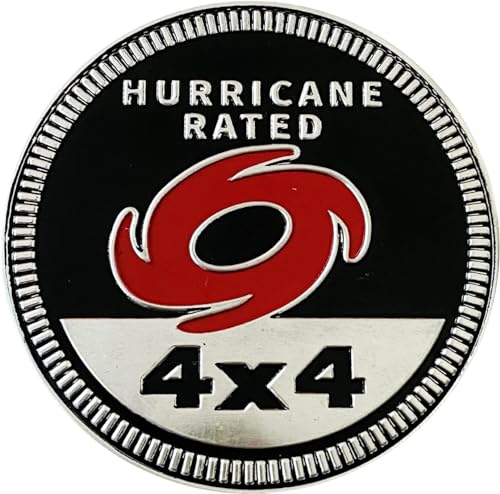 Image of Hurricane Badge Rated Car Emblem, 4 x 4 Metal Automotive Badge 3D Metal Car Badges Emblems Round Emblem Decals Car Badge Decals Stickers Compatible with for Jeep Wrangler Vehicles Trucks SUV Decals