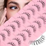 Wispy False Eyelashes MultiPack #H4 10 Pair,The Strip Lashes Natural Look with Clear Micro Band and