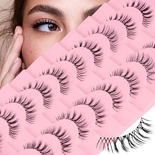 Wispy False Eyelashes Multipack #H4 10 Pair,The Strip Lashes Natural Look With Clear Micro Band And Tapered End,Pure Hand Plucked Fake Lashes Contact Lens Friendly By Lankiz #TOP8