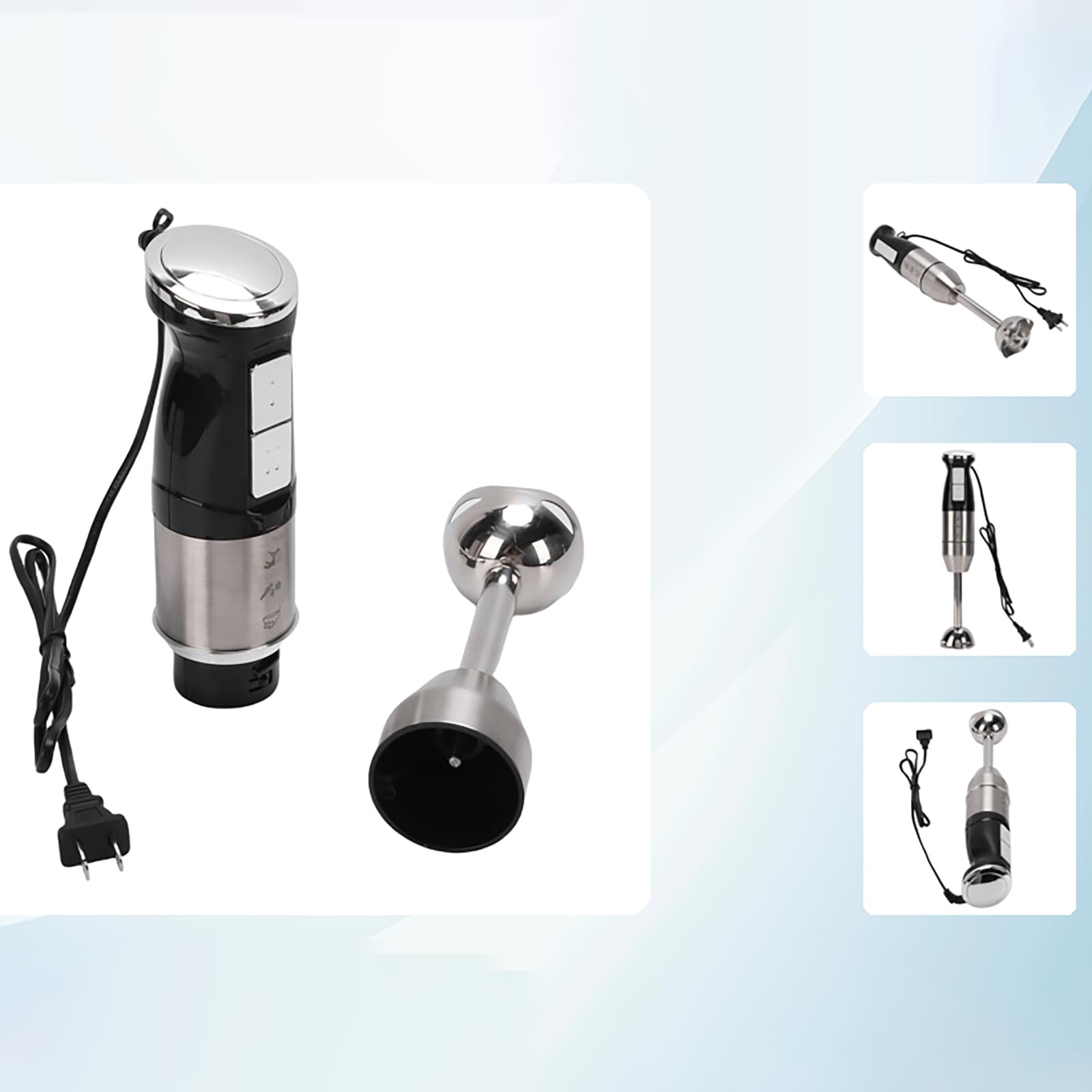 Ręczny Blender Ręczny Z Przewodem, Mikser Ręczny Z Trzepaczką I Dzbankiem Do Blendowania, Mocny Silnik I Regulowana Prędkość, Łatwy Do Czyszczenia, Do Zup, Koktajli, Przecierów, Soków