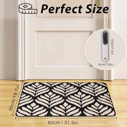 BELICOO Fußmatte Innen und Außen 50 * 80cm, Schwarz Sauberlaufmatte Türmatte, Schmutzfangmatte Waschbar, Fussmatte für Hund, Eingang, Haustür & Flur