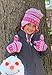 N'Ice Caps Girls Hat Gloves Set Kids Fleece Winter Warm Sherpa Lined Fair Isle (5-8 Years, Fuchsia Multicolor)