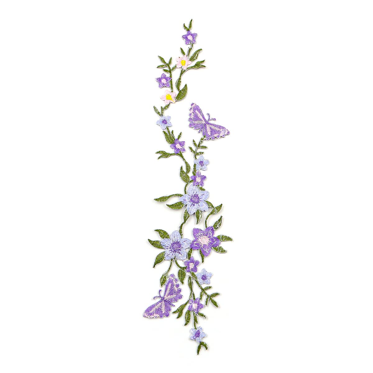 Alnicov 2x Schmetterlings-Blumen-Patch – Bestickt, Lila, 26 Cm, Zum Aufbügeln Oder Aufnähen – Für Jeans, Taschen, Kissen & Mehr
