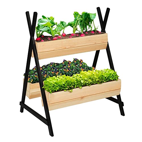 TERRE JARDIN Jardinière en Bois sur Pieds 3 bacs tipito