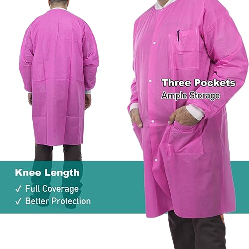 Image of Dental Disposable Lab Coats | Durable SMS 45g Soft Knit Cuffs & Collar With 3 Pockets
