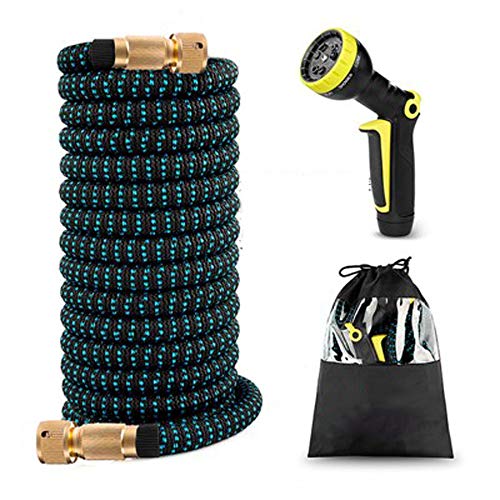 QWERTY Expandable Water Hose，Flexible Garden Hose，Magic Hose， With 9 Function Plastic Spray Nozzle Outdoor Lawn Car Watering Plants ，Water Spray Tool Set,，15m，22.5m，30m (Size : 30m)