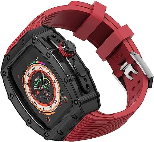 Correa de silicona a rayas y caja metálica para Apple Watch 8 Ultra de la oficina al gimnasio 1
